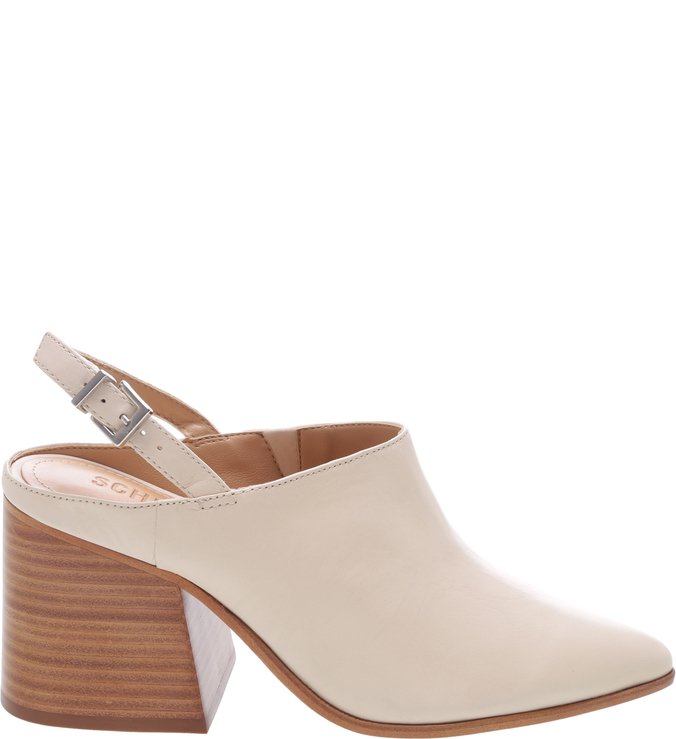 Mule Slingback Block Heel Minimal White Mule Slingback Block Heel Minimal White
