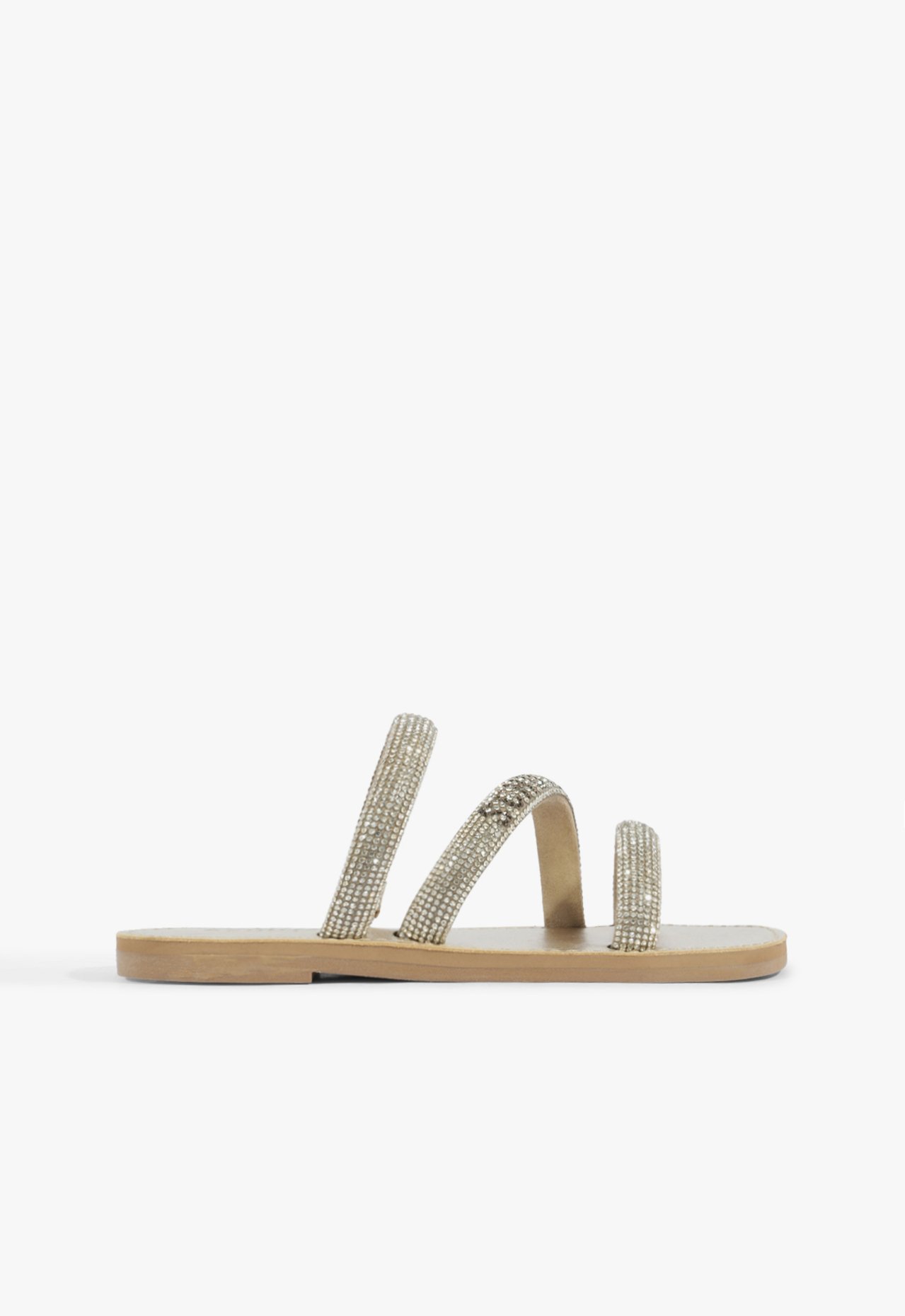 Sandália Rasteira Brilho Schutz Logo Bege | Schutz