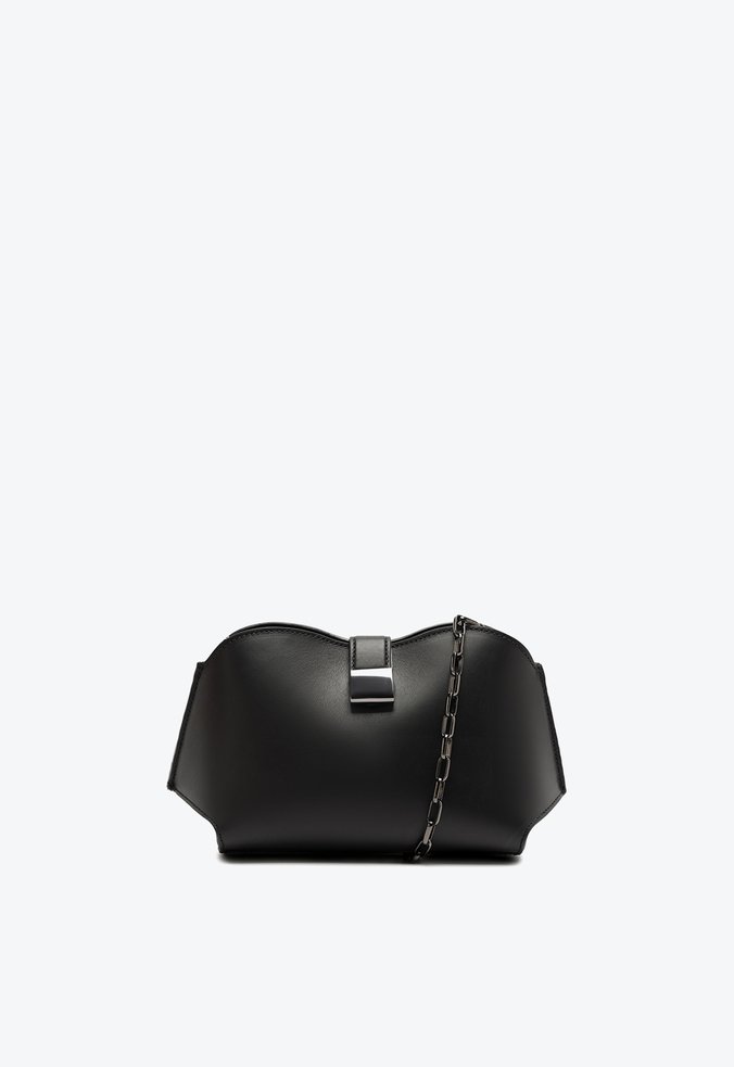 Bolsa Pouch Couro Corrente Preta