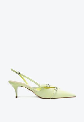 Sapato Scarpin Slingback Veronica Couro Verde