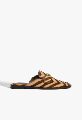 Mule Rasteira Textura Zebra