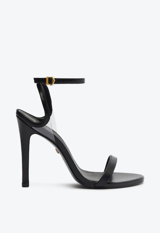 Sandália Salto Skye High Stiletto Couro Preta