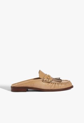 Mule Mocashop Couro Marrom Claro