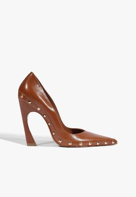 Scarpin Lexi Studs Couro Marrom