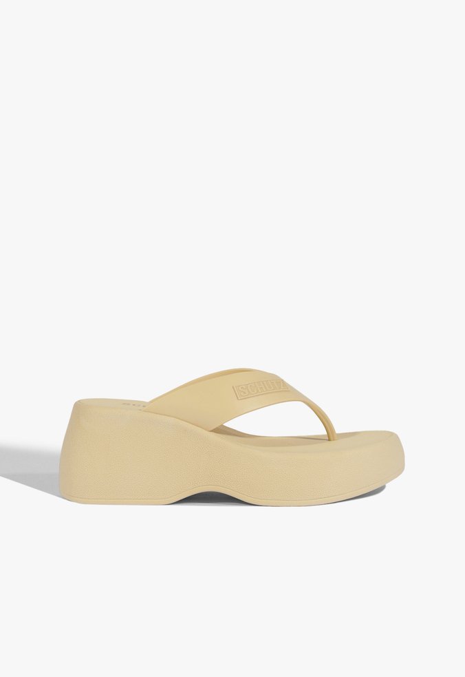 Tamanco Anabela Amarelo Manteiga