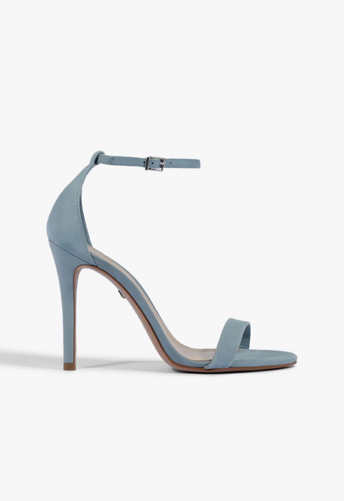 Sandália Gisele Salto Alto Couro Azul