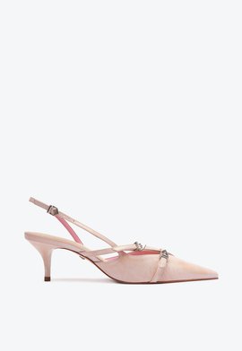 Sapato Scarpin Slingback Veronica Couro Rosa