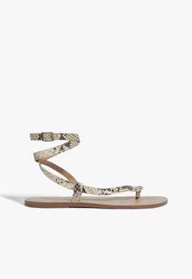 Sandália Cleo Flat Couro Animal Print