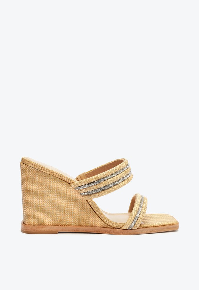 Sandália Mule Anabela Bege
