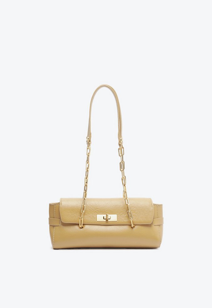 Bolsa Baguete Eddie Couro Bege