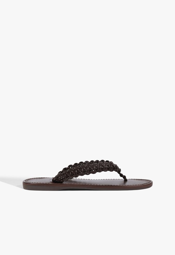 Rasteira Fiorella Flat Tira V Tressê Marrom
