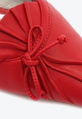 Sapato Scarpin Slingback Couro Laço Vermelho
