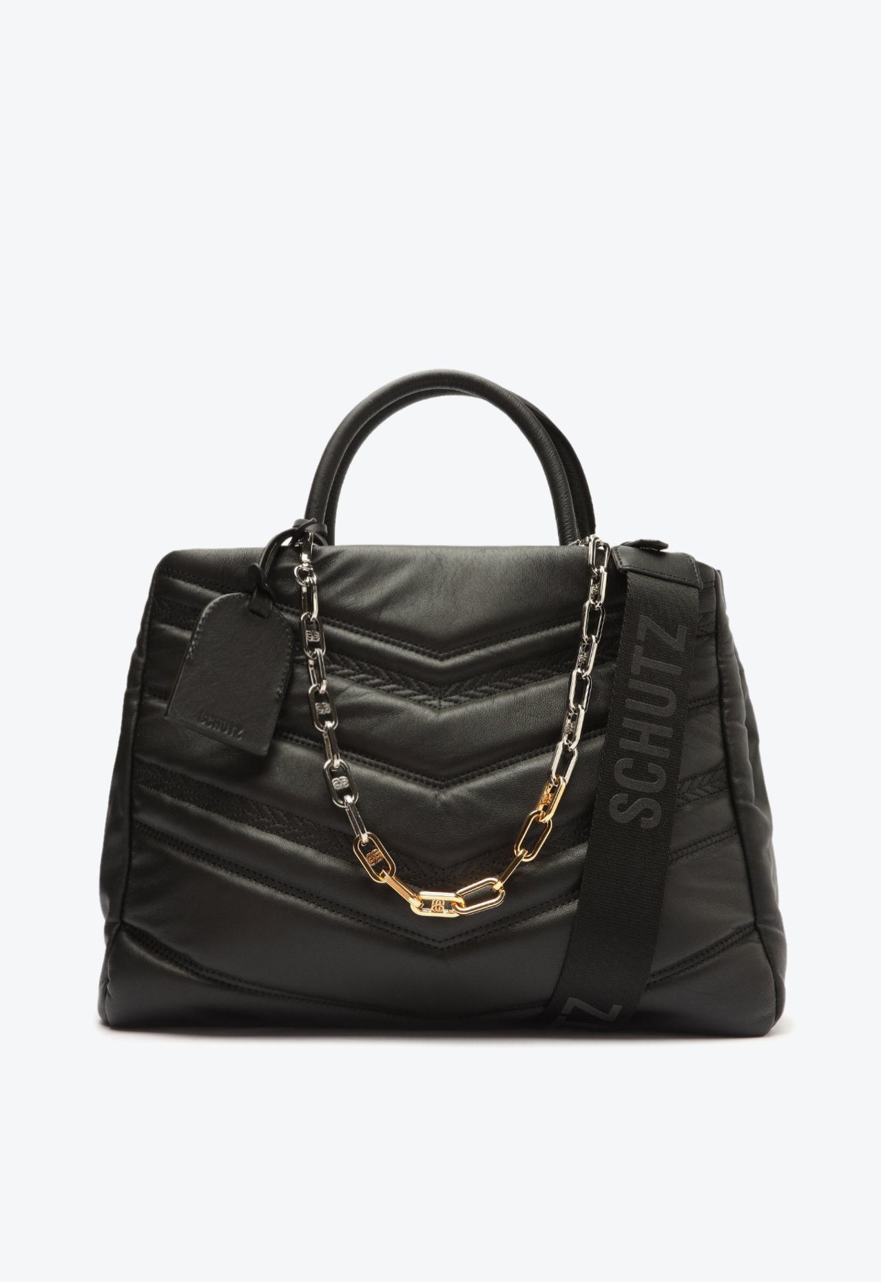 Bolsa Tote Grande Tiracolo Kiara Couro Preta | Schutz