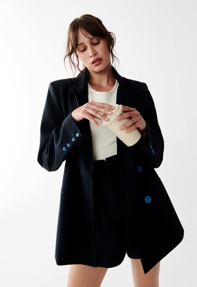 Blazer Double Breasted Lucy Azul Marinho