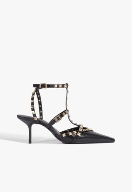 Scarpin Studs Miorle Couro Preta