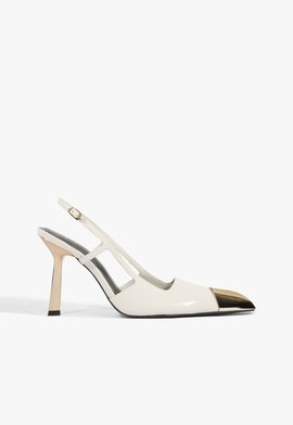 Scarpin Slingback Verniz Couro Branco