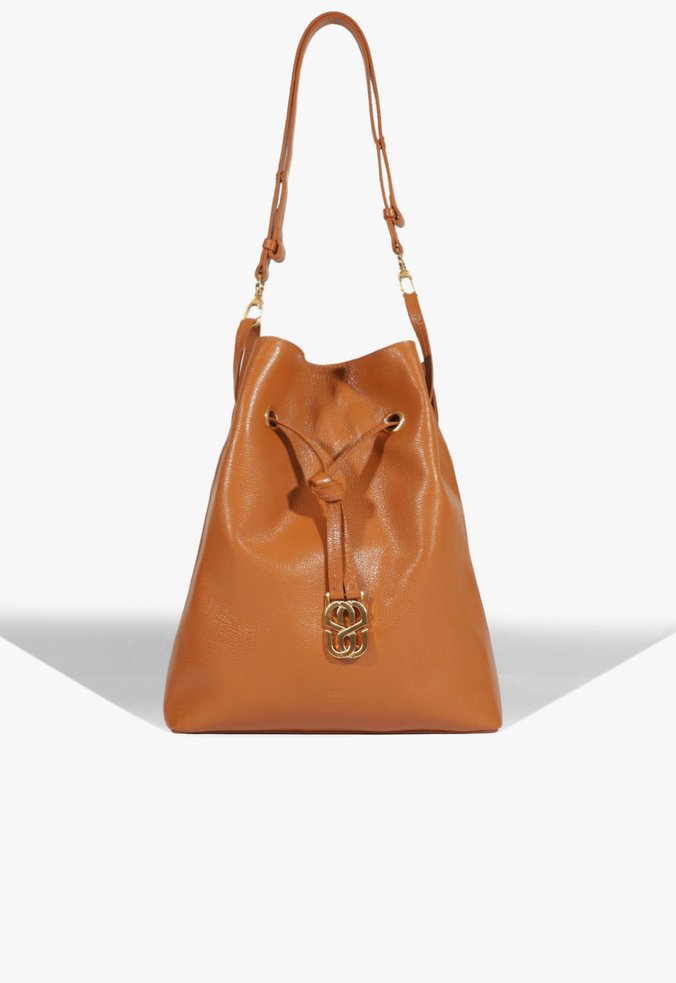 Bolsa Tiracolo Grande Bucket Easy Couro Marrom