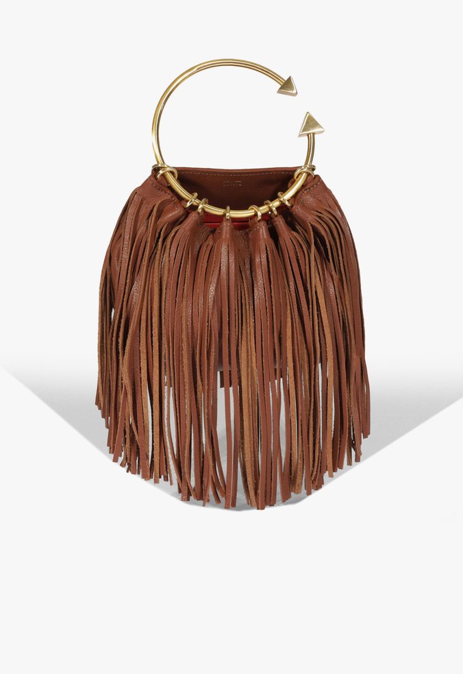 Bolsa Virgo Fringes Couro Marrom