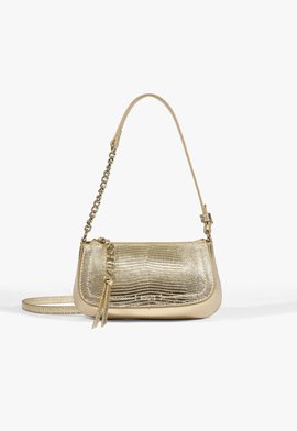 Bolsa Tiracolo Tina Croco Pequena Dourada