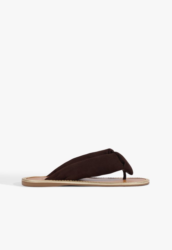 Rasteira Aurea Casual Couro Marrom Escuro