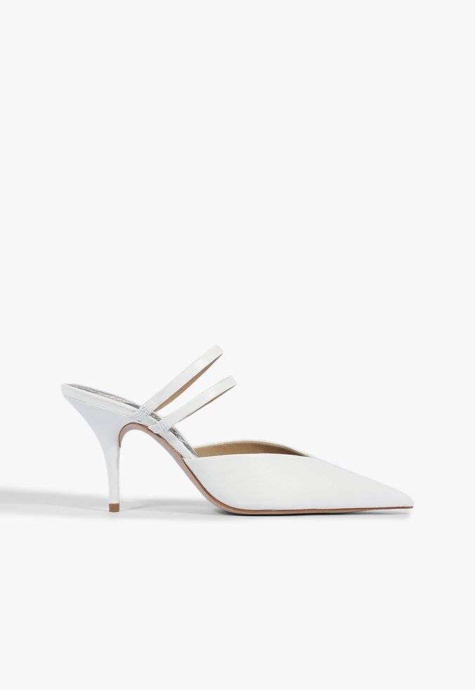 Mule Mid Heel Straps White
