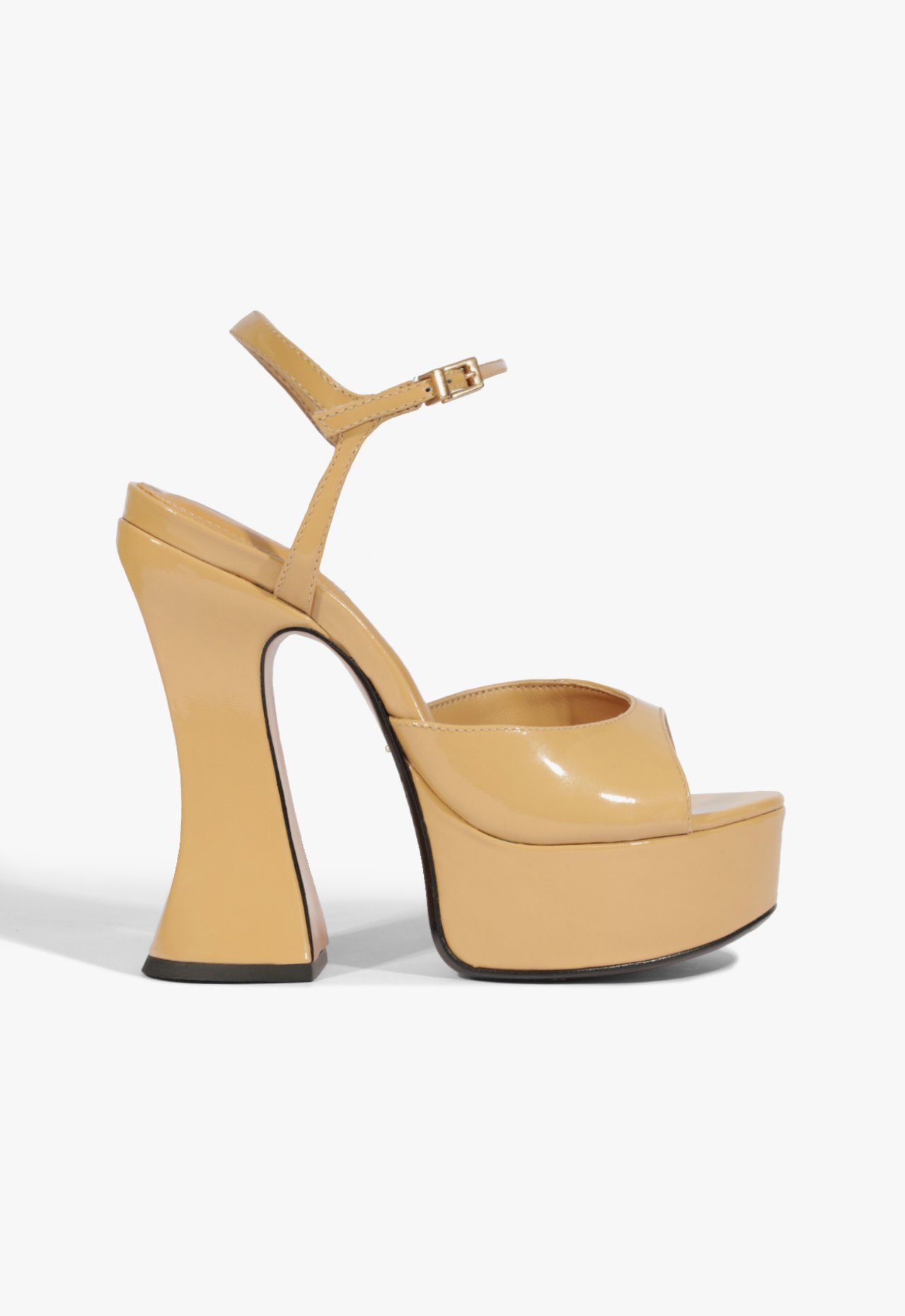 Sandália Meia Pata Luma Verniz Couro Bege | Schutz