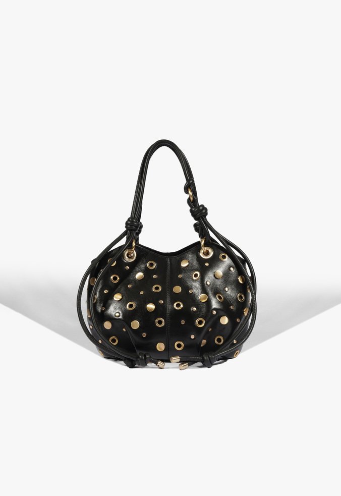 Bolsa Hobo Berry Pequena Couro Preto