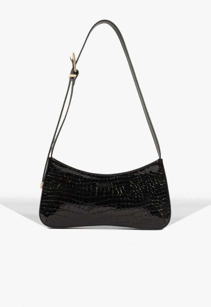 Bolsa Ayla Couro Croco Preta