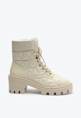 Bota Birdie Couro Matelassê Branca