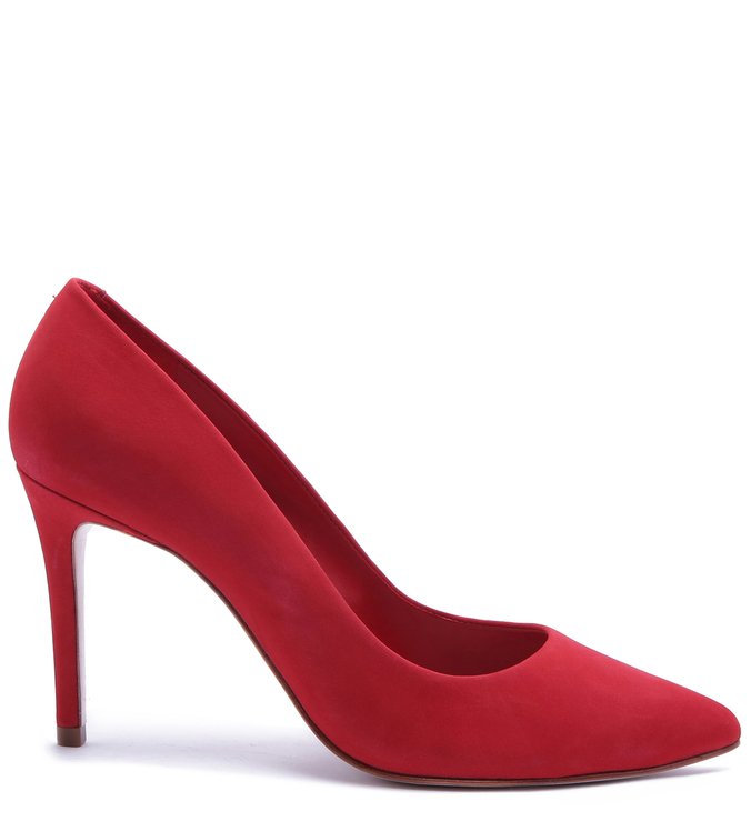 Sapato Scarpin Salto Fino Nobuck Vermelho
