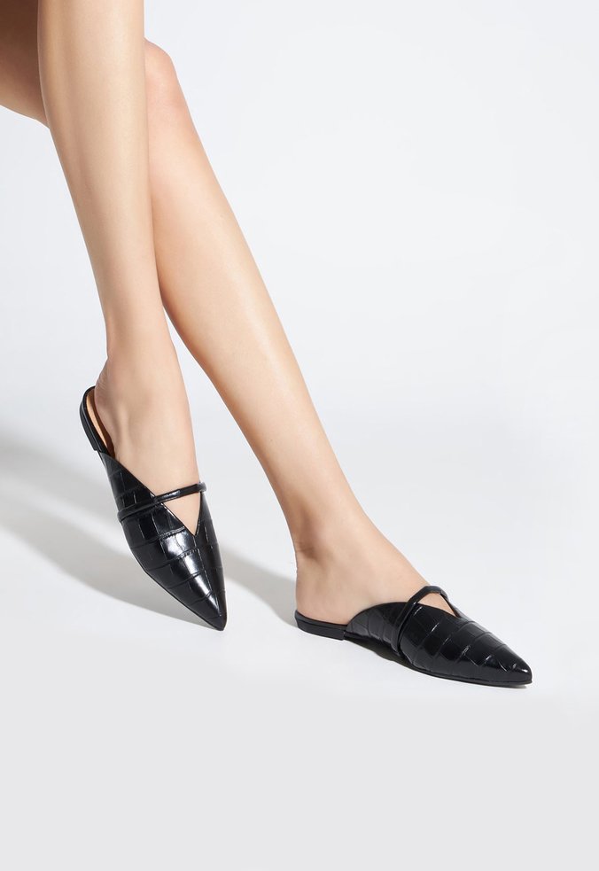 Sapato Mule Croco Preto
