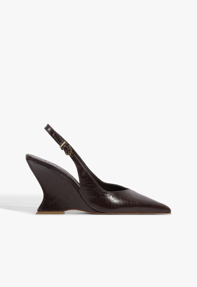 Slingback Siena Mid Buckle Couro Marrom