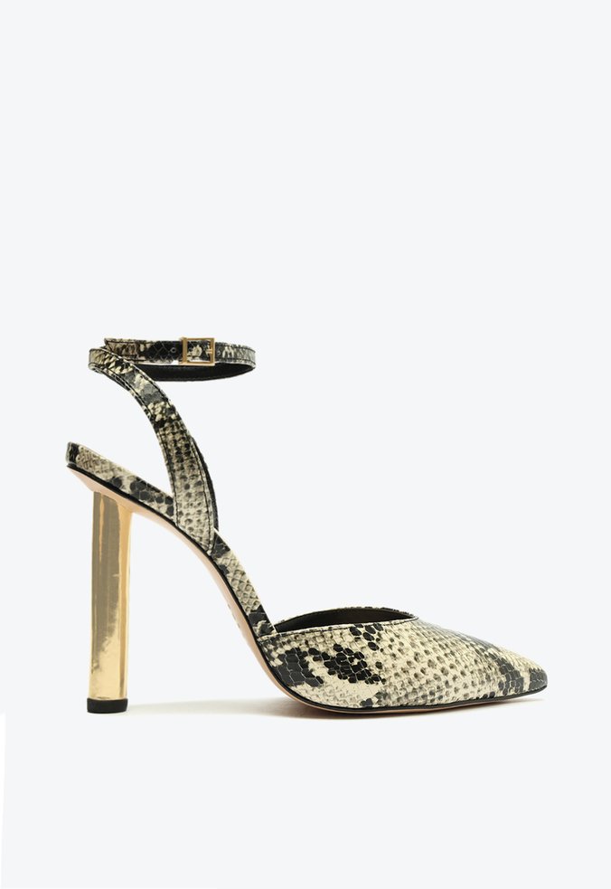 Sapato Scarpin Manda Couro Snake Natural