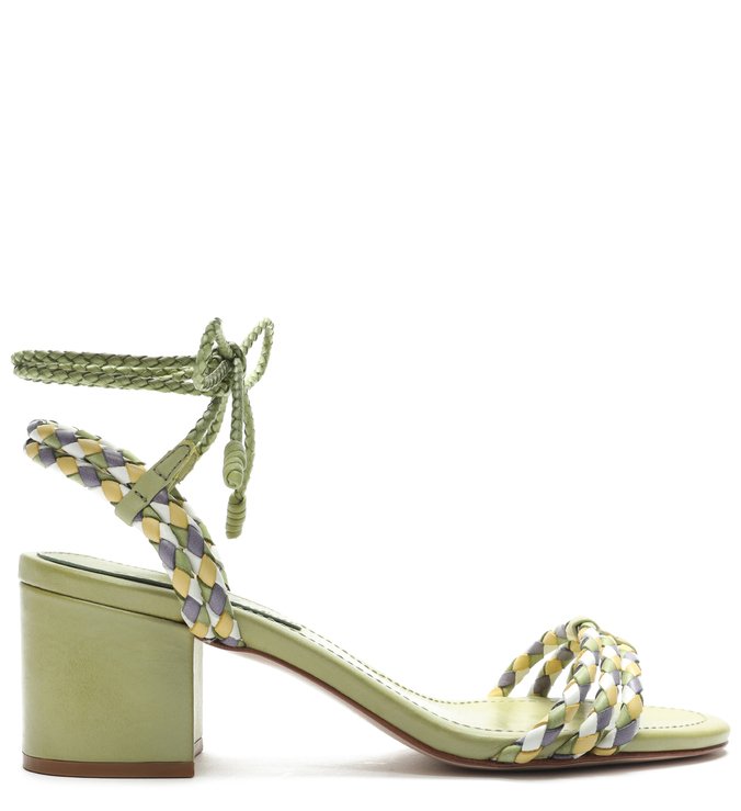 Sandália Block Heel Trama Verde