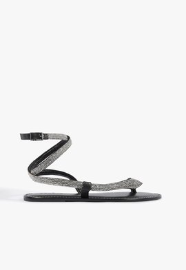 Sandália Rasteira Courtney Crystal Preta