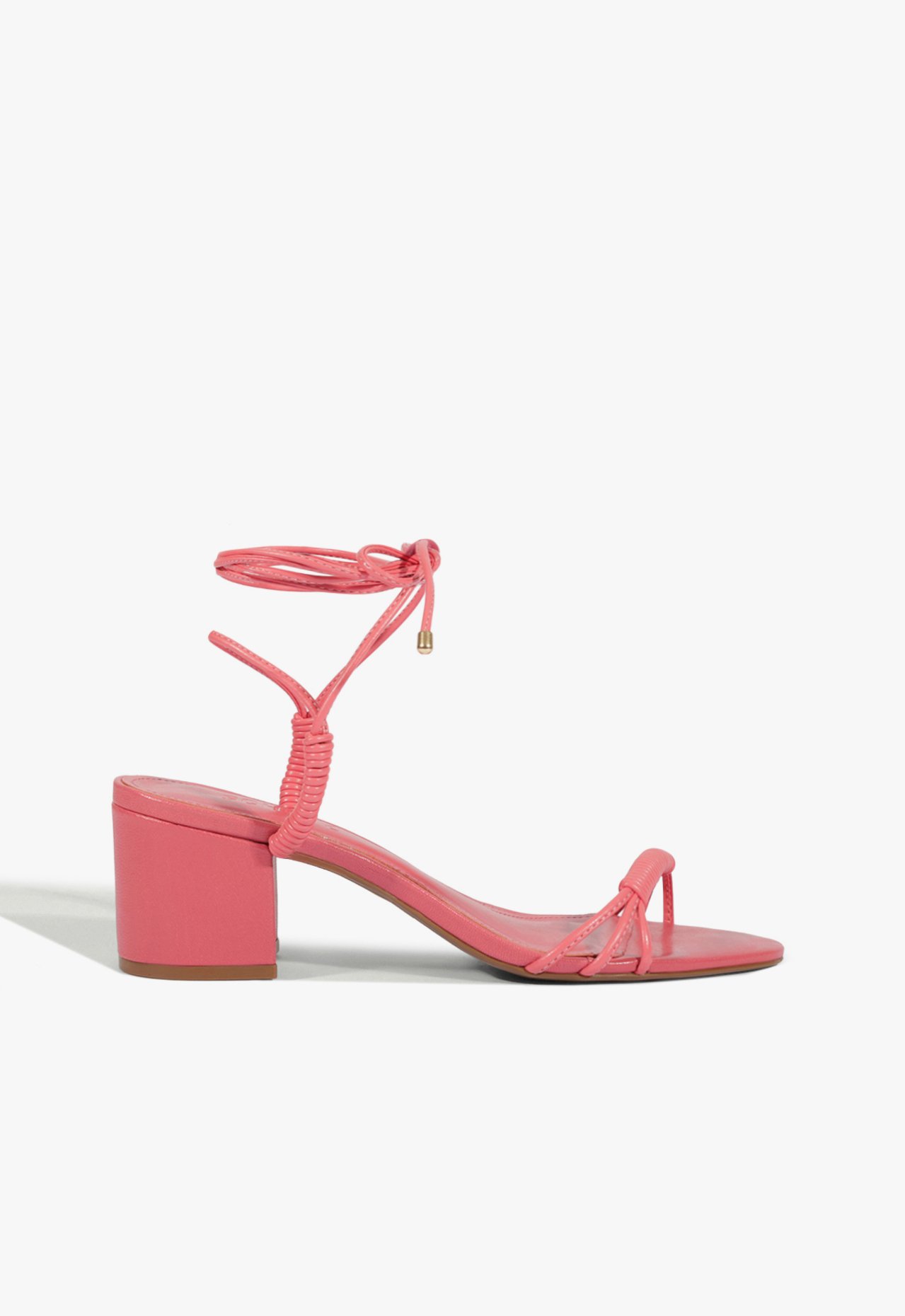 Sandália Salto Bloco Amarração Pink | Schutz