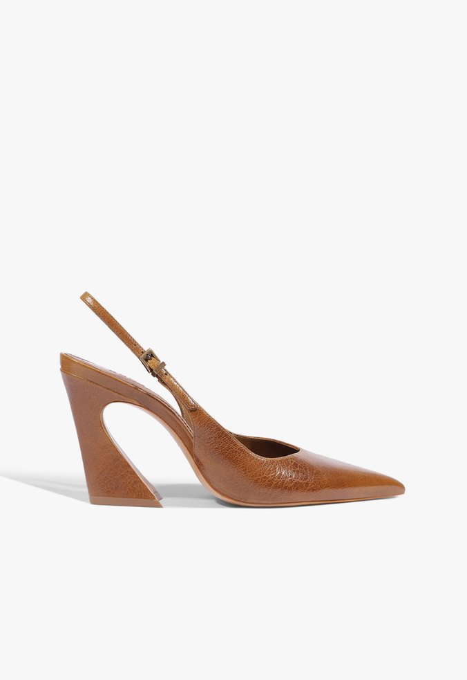Scarpin Lexi Salto Médio Couro Marrom Claro