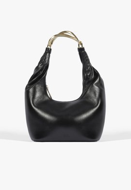 Bolsa Hobo Couro Metal Preta