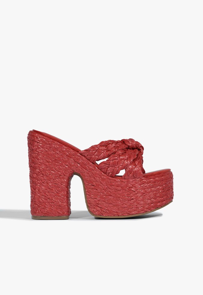 Tamanco Plataforma Bold II Palha Vermelho