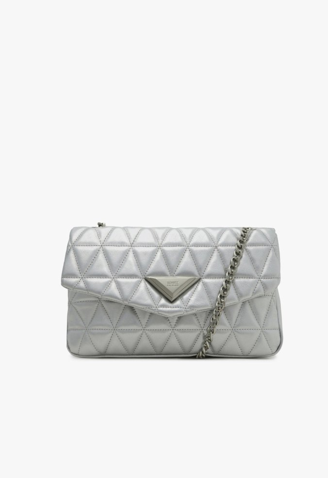 Bolsa Grande Tiracolo 944 Matelassê Couro Prateada