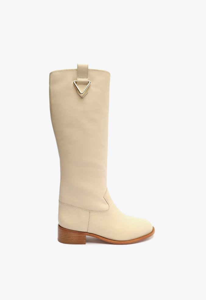 Bota Montaria Cano Alto Couro Bege