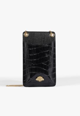 Porta Celular Believe Couro Croco Preto