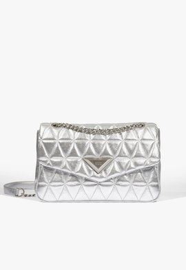 Bolsa Tiracolo Média Couro Matelassê Prata