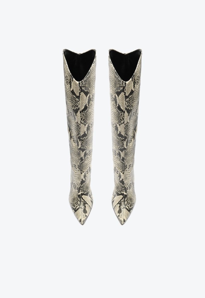 Bota Salto Alto Maryana Couro Snake