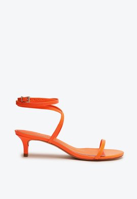 Sandália Salto Mid Croco Laranja
