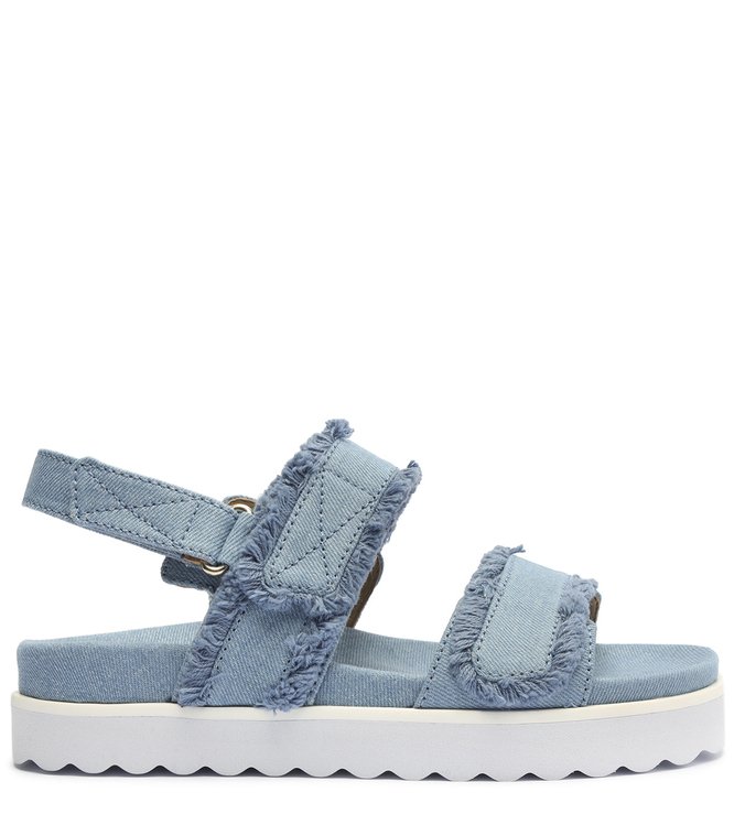 Sandália Papete Tratorada Jeans Azul