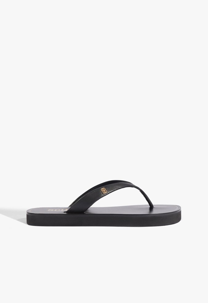 Sandália Flatform Bico Redondo Couro Preta