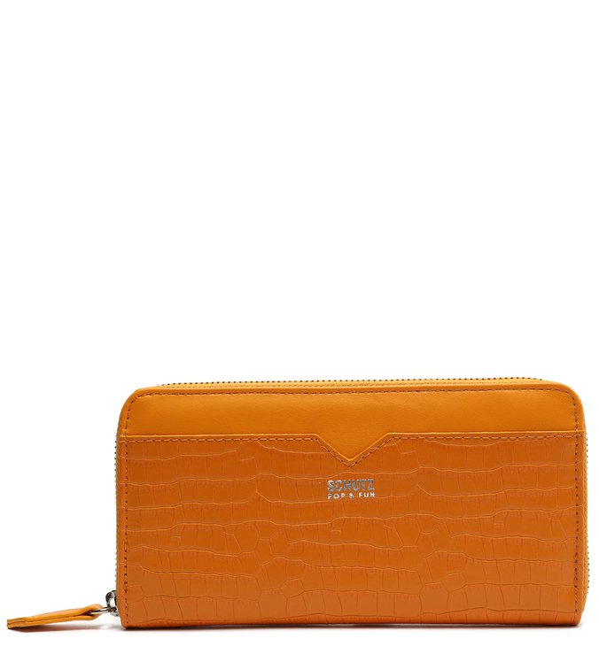 Carteira Mary Grande Croco Laranja