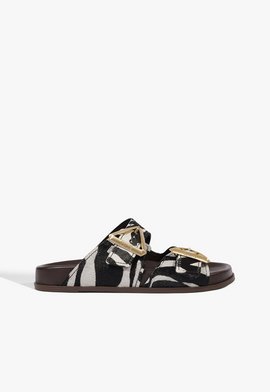 Papete Flatform Fivela Metais Couro Animal Print