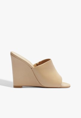 Tamanco Plataforma Wedge Couro Nude